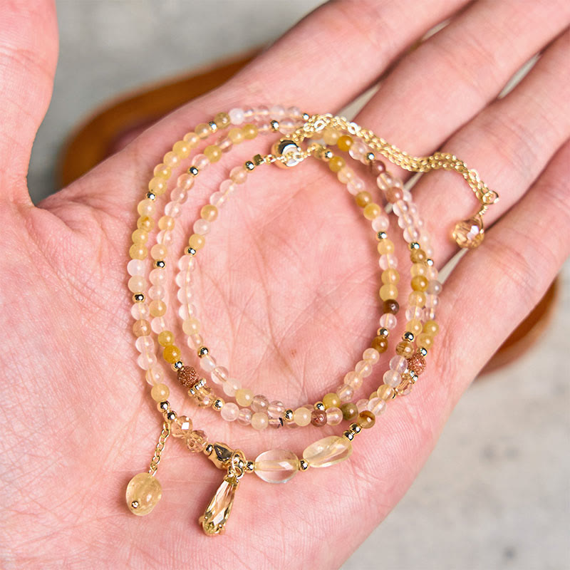 Pulsera multicapa con cuentas de citrino natural de Buddha Stones