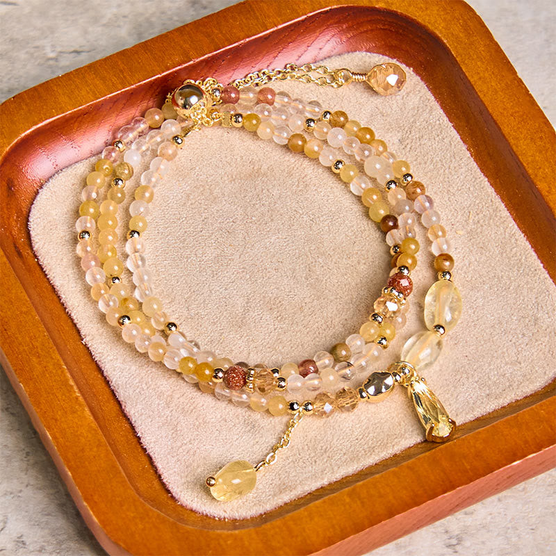 Pulsera multicapa con cuentas de citrino natural de Buddha Stones