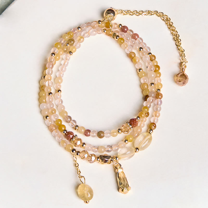 Pulsera multicapa con cuentas de citrino natural de Buddha Stones