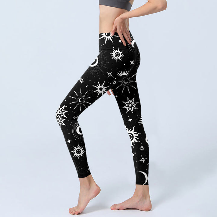 Leggings de yoga para mujer con estampado de Buddha Stones, sol, luna y estrellas - image 2