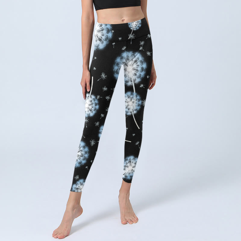 Leggings de yoga para mujer con estampado de diente de león blanco y Buddha Stones - image 6