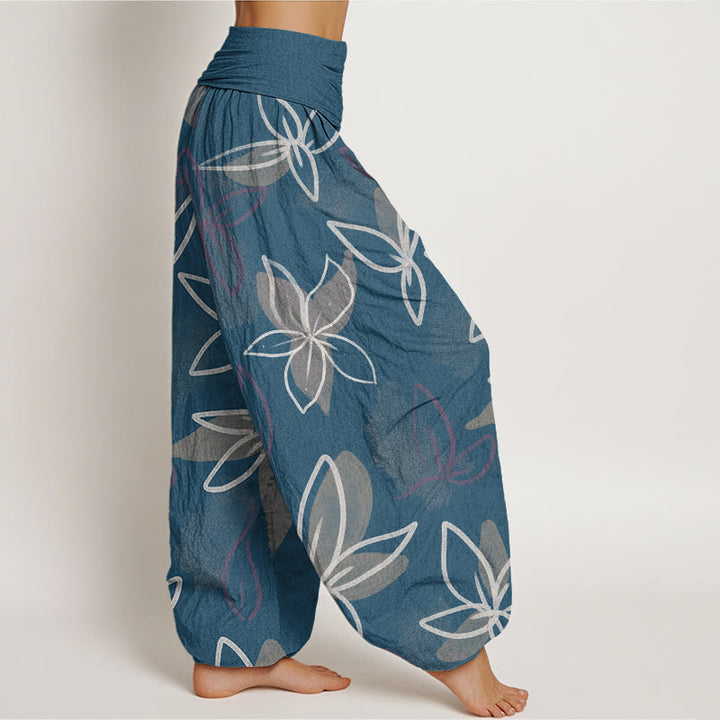 Pantalones harén con cintura elástica para mujer, con estampado floral y Buddha Stones - image 7