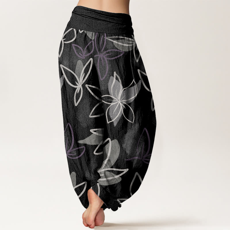 Pantalones harén con cintura elástica para mujer, con estampado floral y Buddha Stones - image 9
