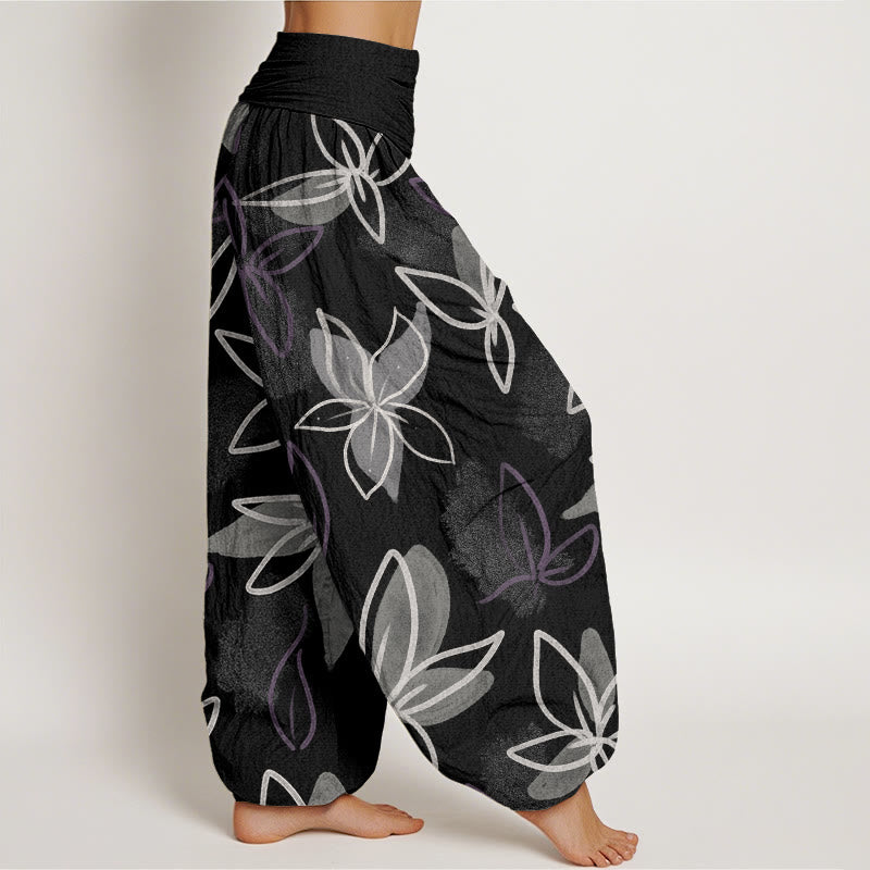 Pantalones harén con cintura elástica para mujer, con estampado floral y Buddha Stones - image 10