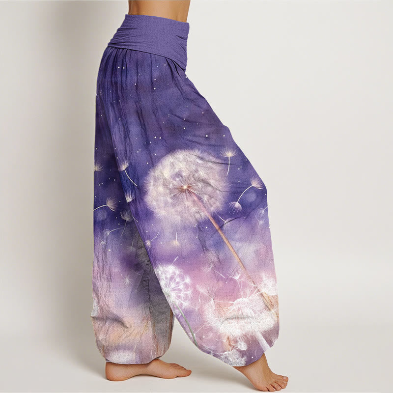 Pantalones harén con cintura elástica para mujer, con estampado de diente de león y Buddha Stones - image 3