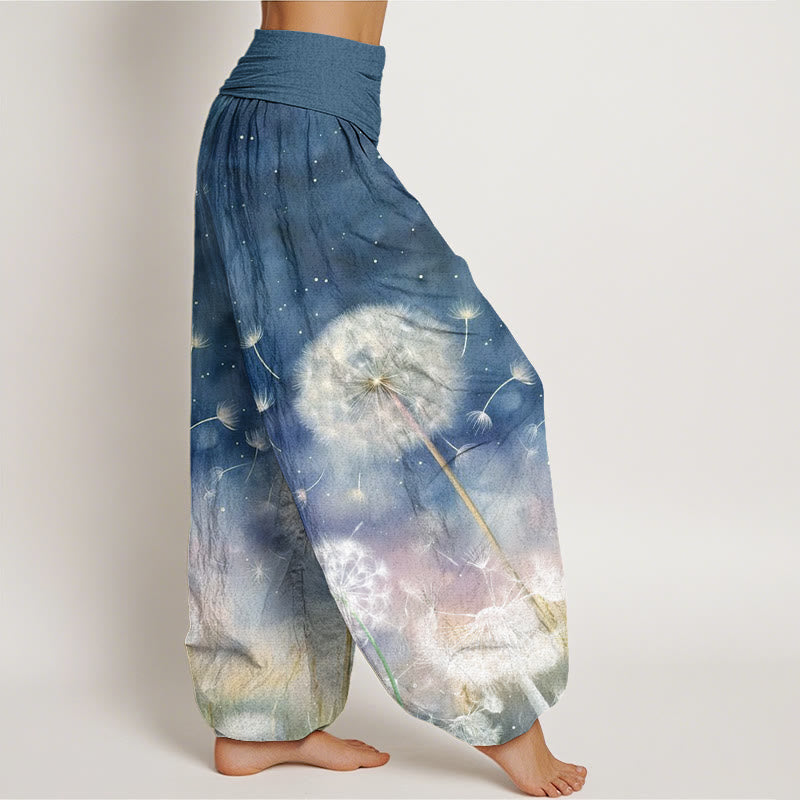 Pantalones harén con cintura elástica para mujer, con estampado de diente de león y Buddha Stones - image 7