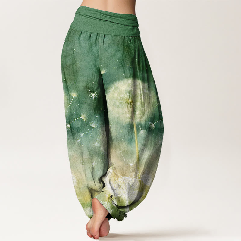 Pantalones harén con cintura elástica para mujer, con estampado de diente de león y Buddha Stones - image 9