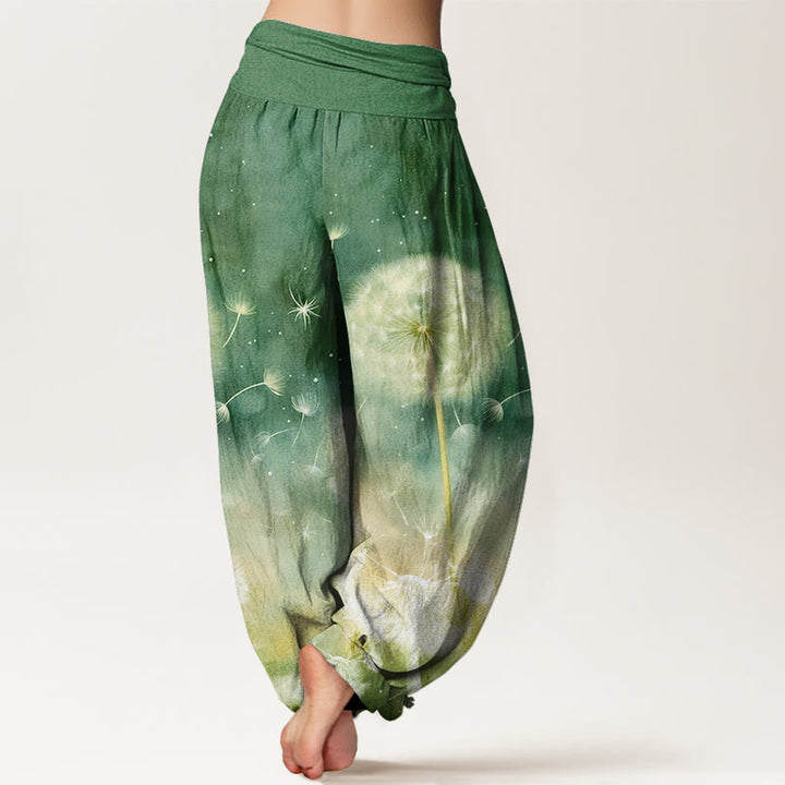 Pantalones harén con cintura elástica para mujer, con estampado de diente de león y Buddha Stones - image 9