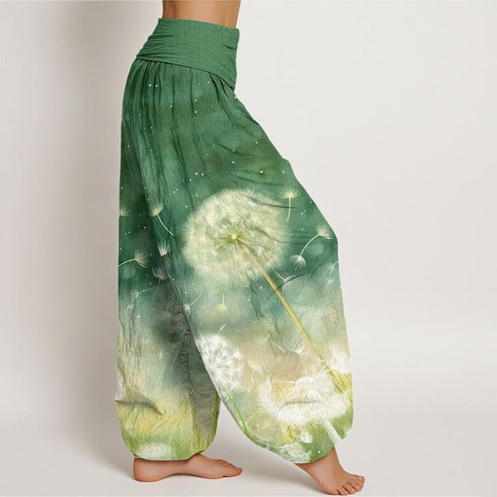 Pantalones harén con cintura elástica para mujer, con estampado de diente de león y Buddha Stones - image 10