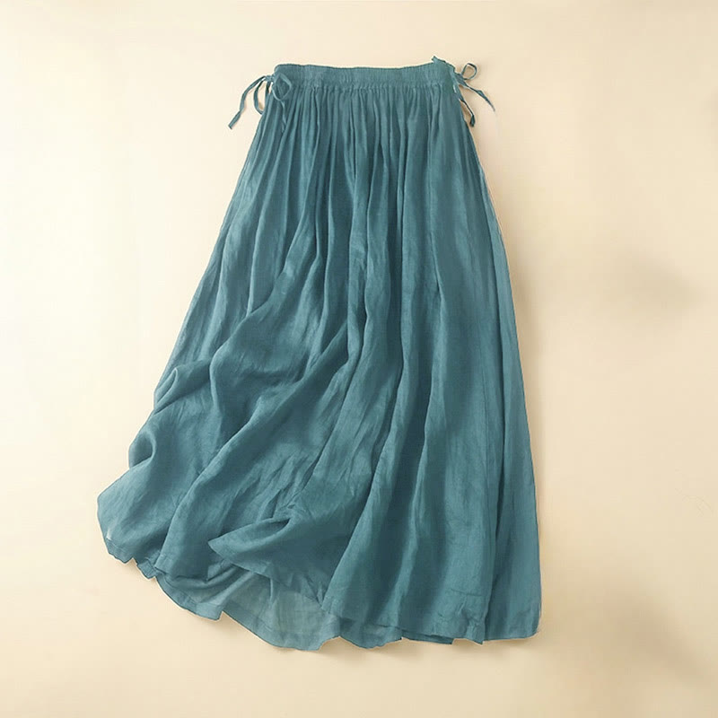 Falda de mujer con cintura elástica, cordones y bolsillos de Buddha Stones - Verde azulado - US8-10，UK/AU12-14，EU40-42 (2XL) - image 0