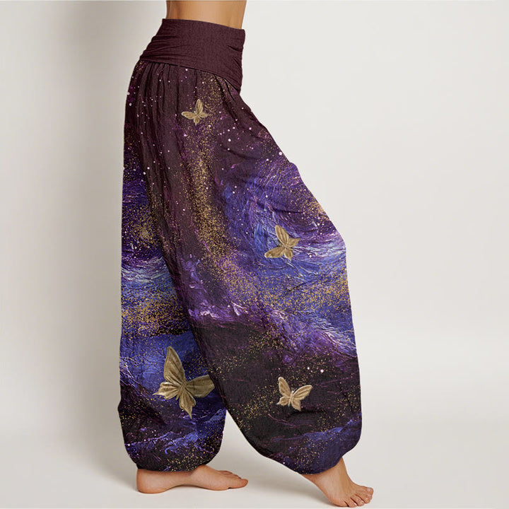 Pantalones harén con cintura elástica para mujer, con estampado de mariposas y nebulosas de Buddha Stones - image 7