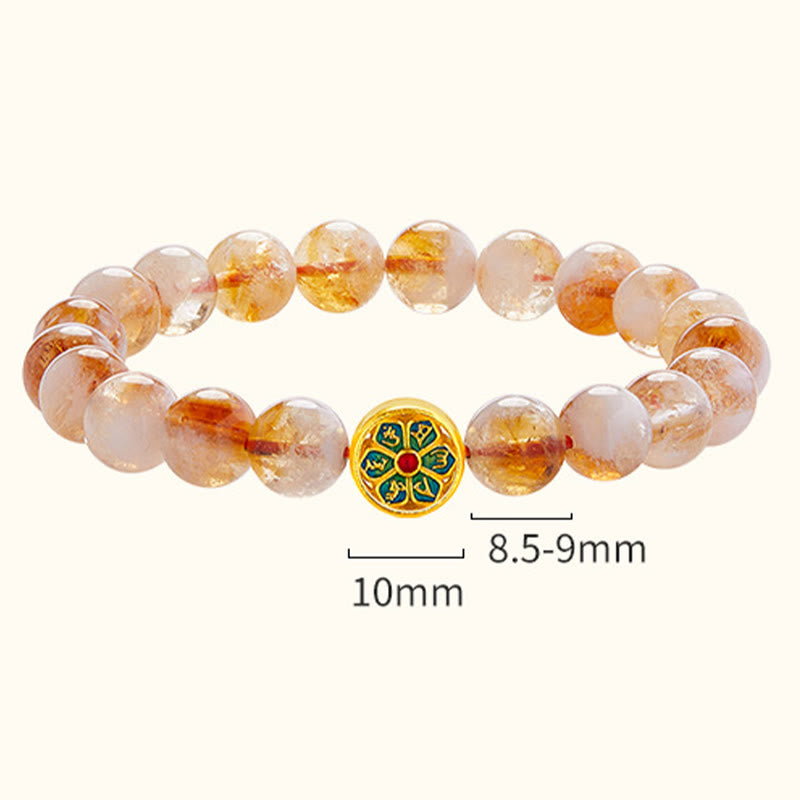 Pulsera de protección Om Mani Padme Hum con citrino y Buddha Stones en plata de ley 999