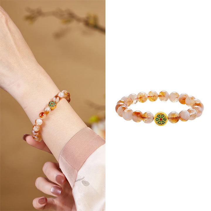 Pulsera de protección Om Mani Padme Hum con citrino y Buddha Stones en plata de ley 999