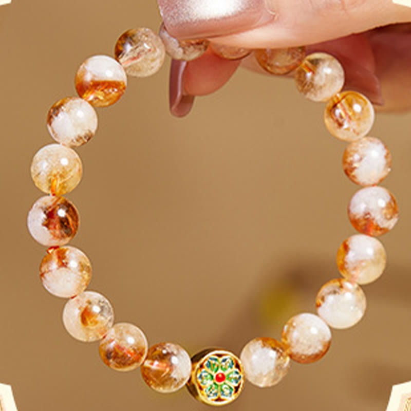 Pulsera de protección Om Mani Padme Hum con citrino y Buddha Stones en plata de ley 999