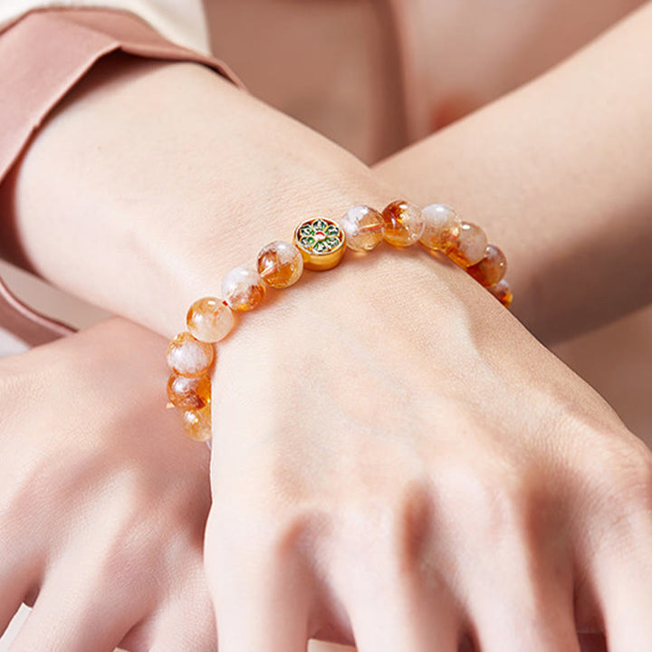 Pulsera de protección Om Mani Padme Hum con citrino y Buddha Stones en plata de ley 999