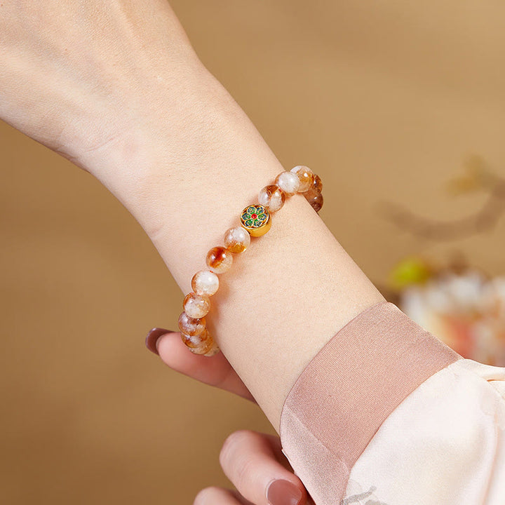 Pulsera de protección Om Mani Padme Hum con citrino y Buddha Stones en plata de ley 999