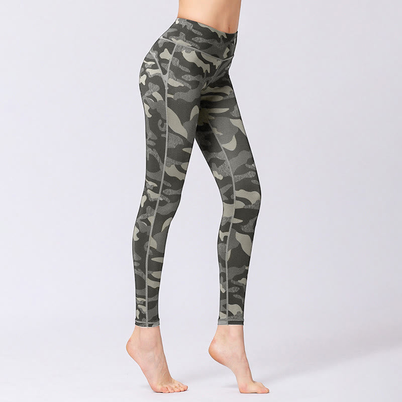Leggings deportivos de cintura alta con estampado de camuflaje Buddha Stones para mujer - image 2