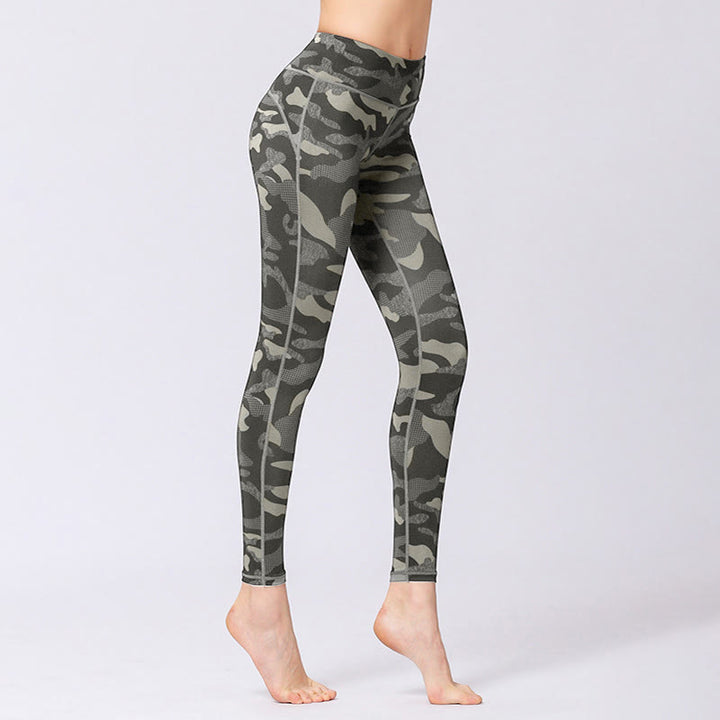 Leggings deportivos de cintura alta con estampado de camuflaje Buddha Stones para mujer - image 2