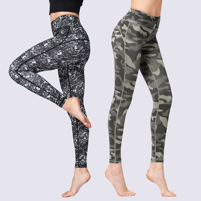 Leggings deportivos de cintura alta con estampado de camuflaje Buddha Stones para mujer - image 0