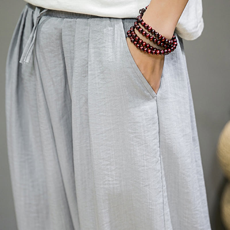 Pantalones harén de algodón con cordón ajustable para hombre, hasta el tobillo, con bolsillos y diseño de Buddha Stones Summer Plain - image 20