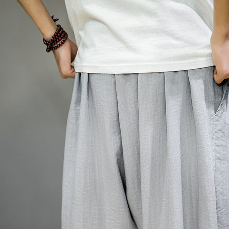 Pantalones harén de algodón con cordón ajustable para hombre, hasta el tobillo, con bolsillos y diseño de Buddha Stones Summer Plain