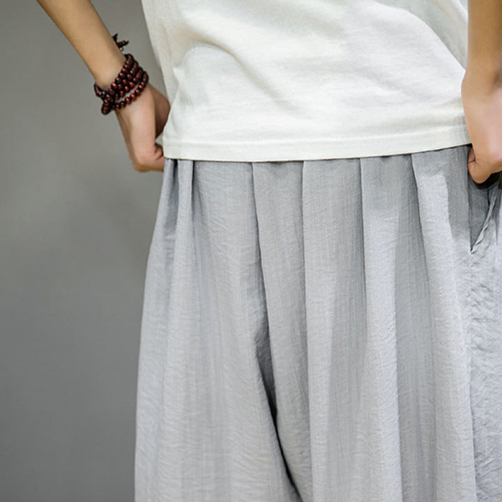 Pantalones harén de algodón con cordón ajustable para hombre, hasta el tobillo, con bolsillos y diseño de Buddha Stones Summer Plain