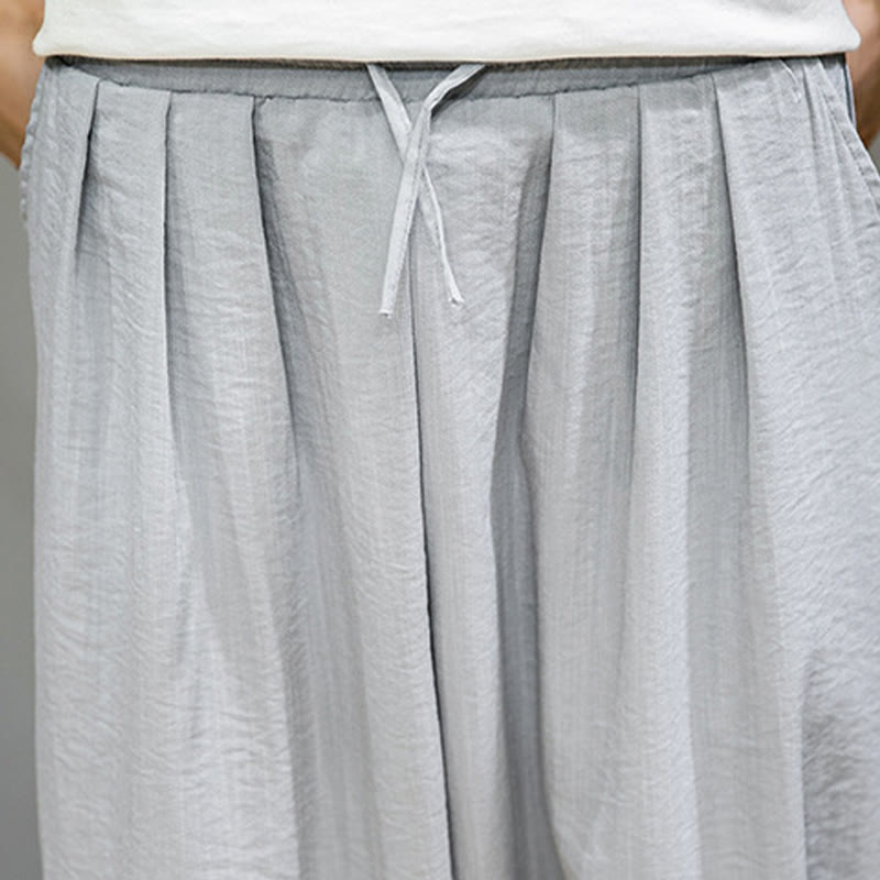 Pantalones harén de algodón con cordón ajustable para hombre, hasta el tobillo, con bolsillos y diseño de Buddha Stones Summer Plain