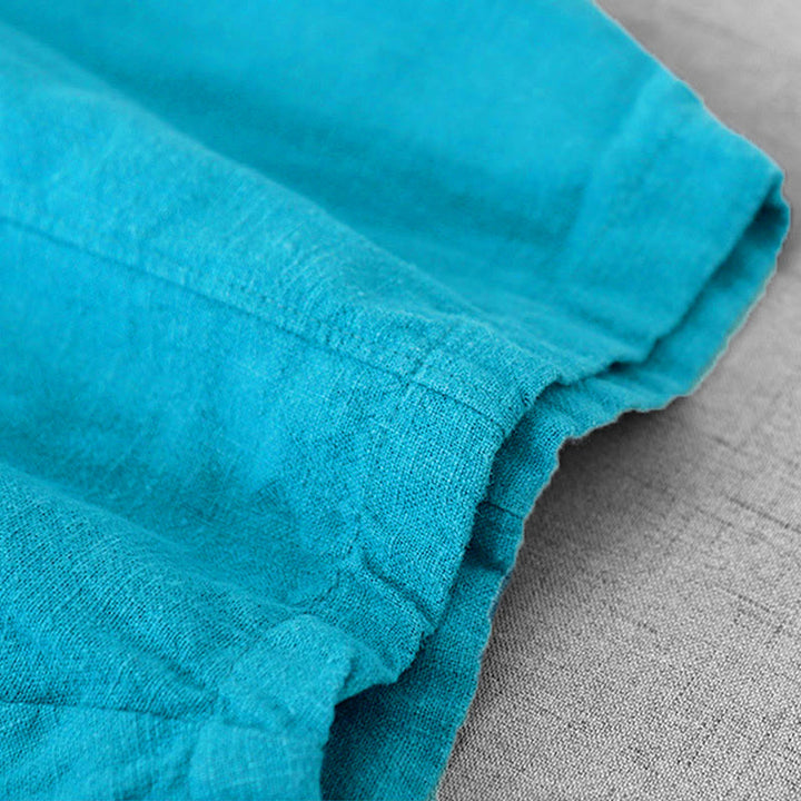 Pantalones harén de lino y algodón para mujer, de largo 7-8, informales, con bolsillos y estampado Buddha Stones