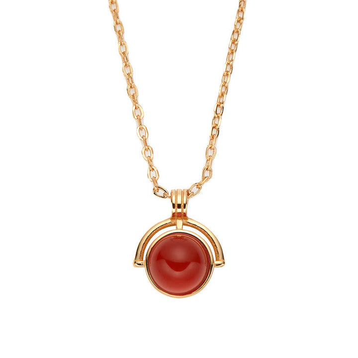 Collar con colgante de confianza de plata de ley 925 con Buddha Stones, ágata roja, ojo de tigre, aguamarina y piedra lunar.