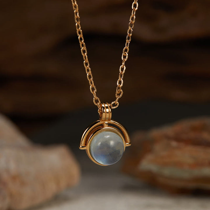 Collar con colgante de confianza de plata de ley 925 con Buddha Stones, ágata roja, ojo de tigre, aguamarina y piedra lunar. - Aguamarina - Dorado - image 10