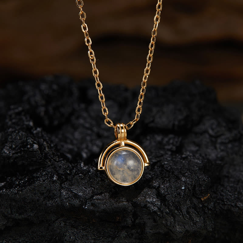 Collar con colgante de confianza de plata de ley 925 con Buddha Stones, ágata roja, ojo de tigre, aguamarina y piedra lunar. - Piedra de la luna - Dorado - image 13