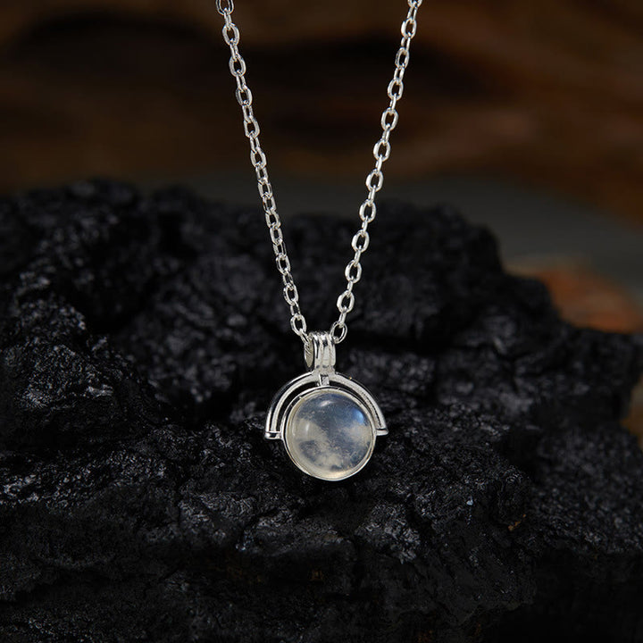 Collar con colgante de confianza de plata de ley 925 con Buddha Stones, ágata roja, ojo de tigre, aguamarina y piedra lunar. - Piedra de la luna - Plateado - image 14