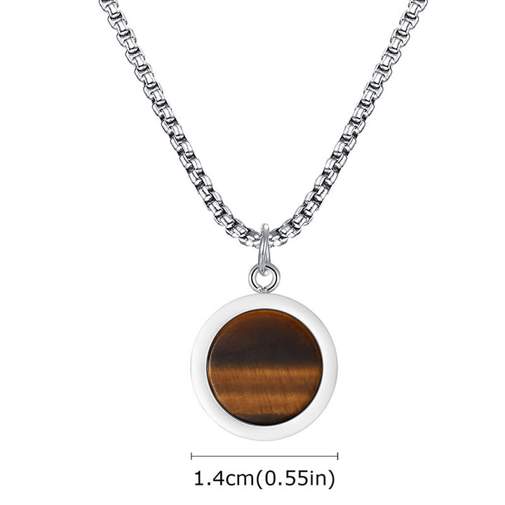 Collar con colgante de purificación de acero y titanio con piedras naturales de Buddha Stones, turquesa, ojo de tigre, lazurita, malaquita y acero.
