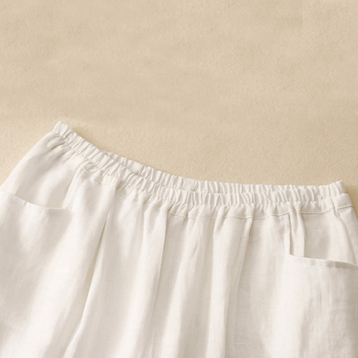 Pantalones tobilleros de algodón con bolsillos para mujer, de Buddha Stones Summer Commute, en color puro