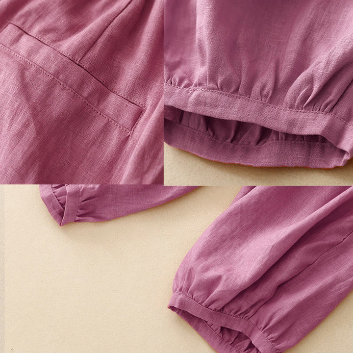 Pantalones tobilleros de algodón con bolsillos para mujer, de Buddha Stones Summer Commute, en color puro