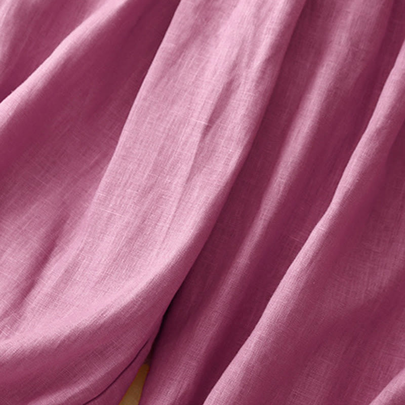 Pantalones tobilleros de algodón con bolsillos para mujer, de Buddha Stones Summer Commute, en color puro