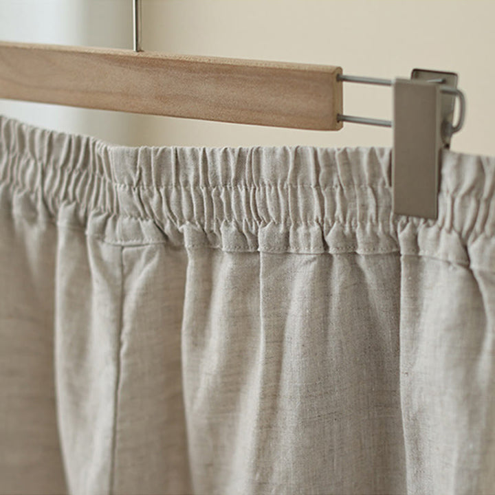 Pantalones de algodón de pierna ancha para mujer con bolsillos y diseño retro de patchwork de encaje liso de Buddha Stones Commute, longitud 7-8 - image 4