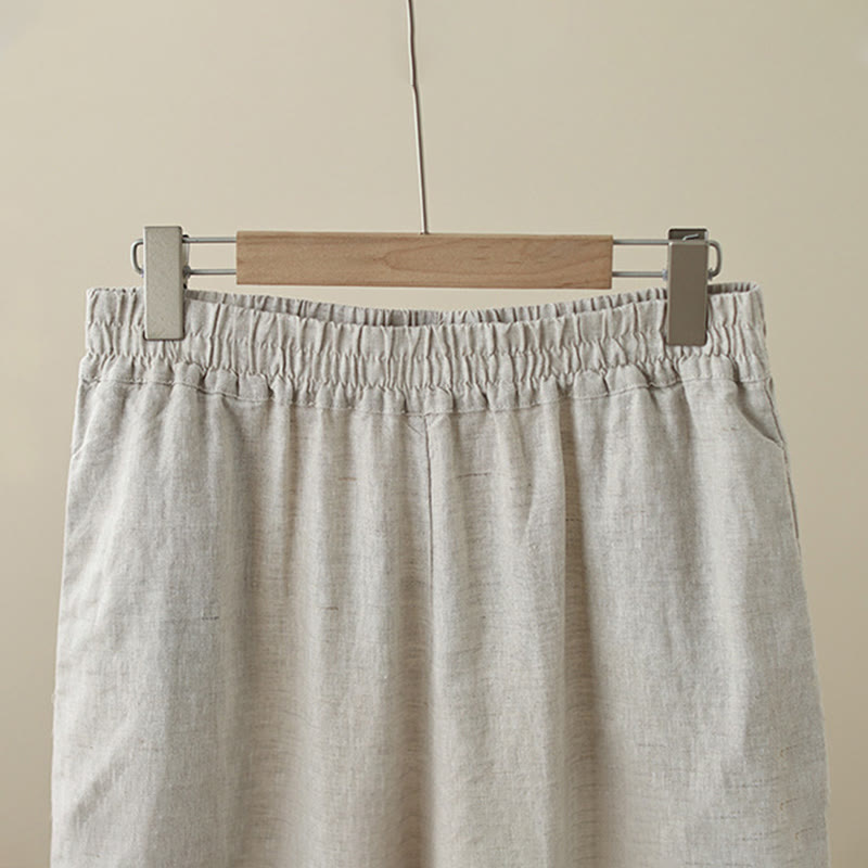 Pantalones de algodón de pierna ancha para mujer con bolsillos y diseño retro de patchwork de encaje liso de Buddha Stones Commute, longitud 7-8 - image 2