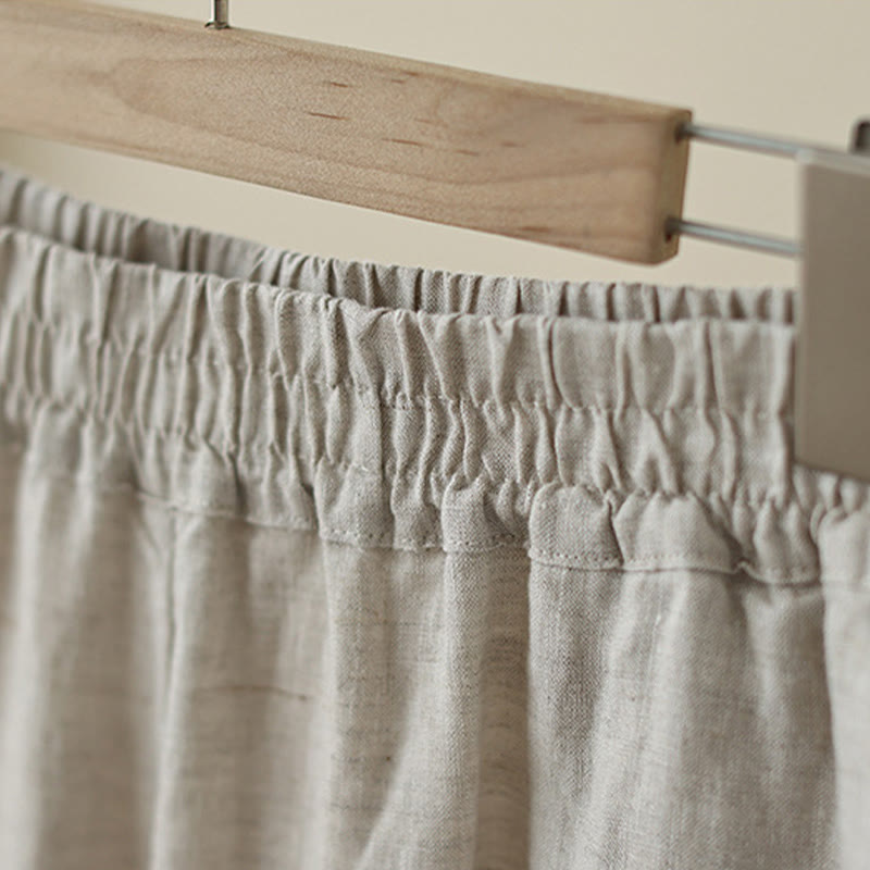 Pantalones de algodón de pierna ancha para mujer con bolsillos y diseño retro de patchwork de encaje liso de Buddha Stones Commute, longitud 7-8 - image 5