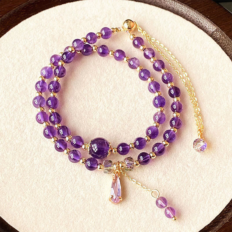 Pulsera multicapa con cuentas de amatista natural de Buddha Stones