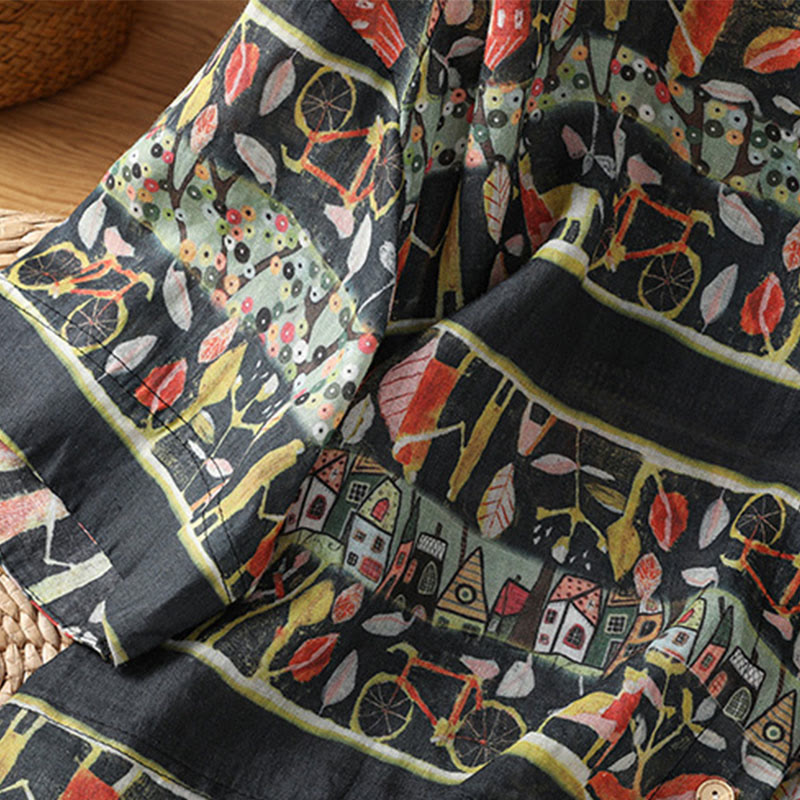 Camisa de mujer de poliéster con cuello en V, diseño de botones y estampado de Buddha Stones. - image 12