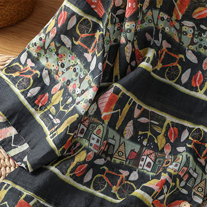 Camisa de mujer de poliéster con cuello en V, diseño de botones y estampado de Buddha Stones. - image 12