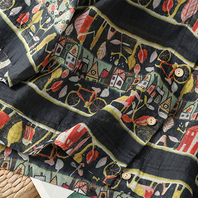 Camisa de mujer de poliéster con cuello en V, diseño de botones y estampado de Buddha Stones. - image 15