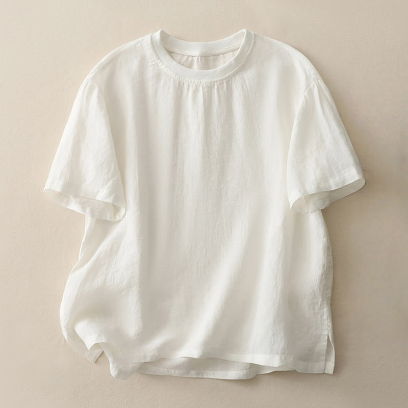 Camiseta de manga corta de poliéster para mujer con cuello redondo y diseño de Buddha Stones. - Nieve - US14，UK/AU18，EU46 (2XL) - image 4