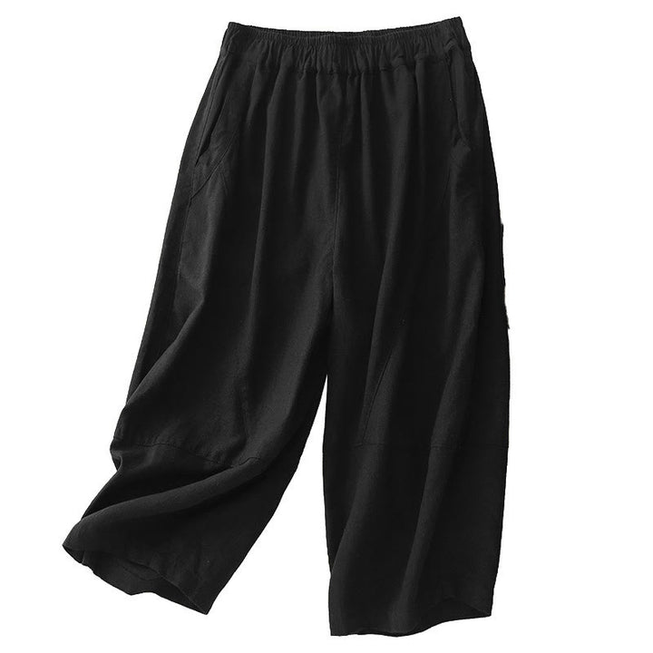 Pantalones casuales Buddha Stones Commute de algodón con pernera ancha y bolsillos para mujer - image 11