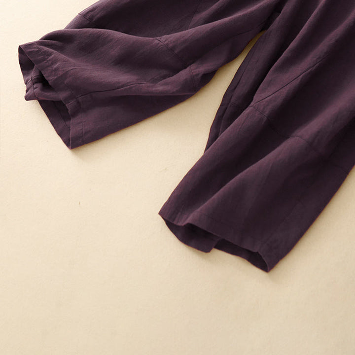 Pantalones casuales Buddha Stones Commute de algodón con pernera ancha y bolsillos para mujer - image 14