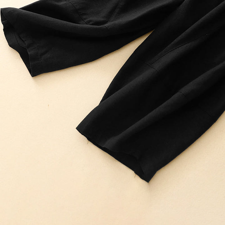 Pantalones casuales Buddha Stones Commute de algodón con pernera ancha y bolsillos para mujer - image 9