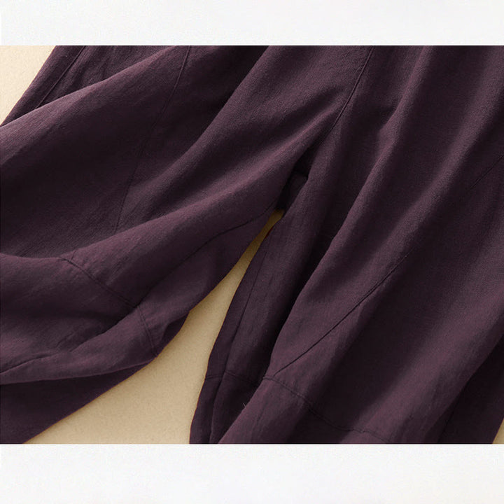 Pantalones casuales Buddha Stones Commute de algodón con pernera ancha y bolsillos para mujer - image 13