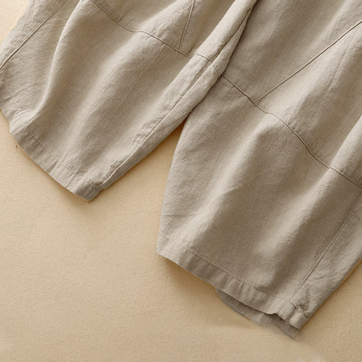 Pantalones casuales Buddha Stones Commute de algodón con pernera ancha y bolsillos para mujer - image 4