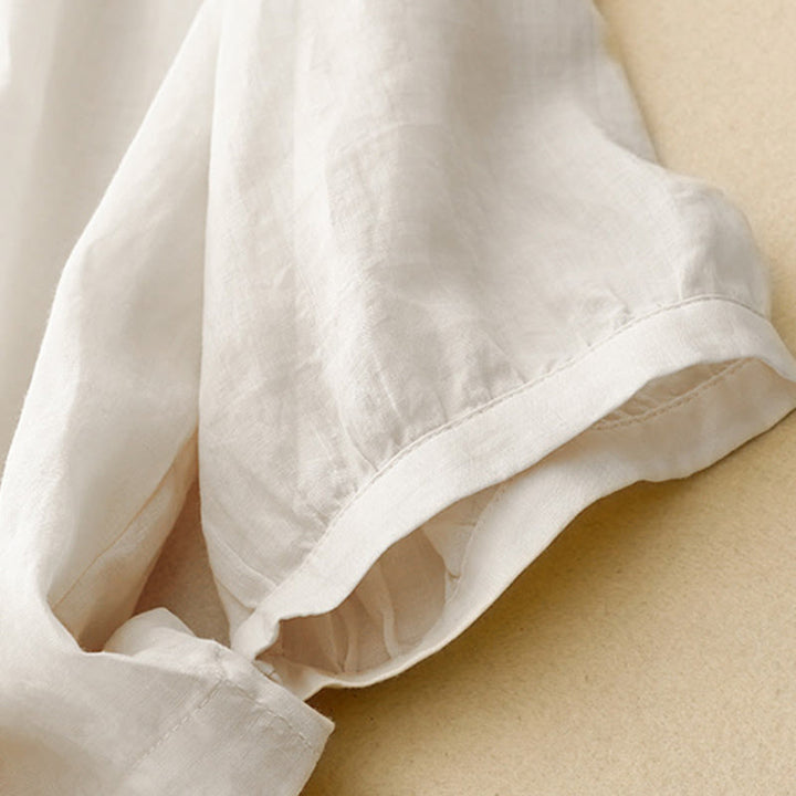 Camisa de mujer con cuello redondo, botones y manga tres cuartos, diseño de Buddha Stones - image 15